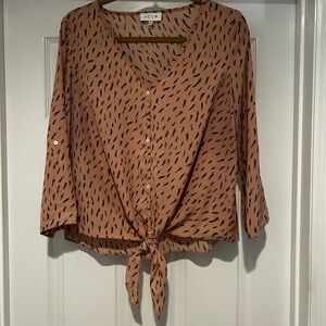 Pink and Black tiewaist Blouse